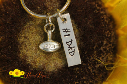 Football Tag Keychain, Personalized, Dad Gift, Hand Stamped Gift, Football Coach Gift, Football Fan, Father's Day Present, Gym Bag Tag