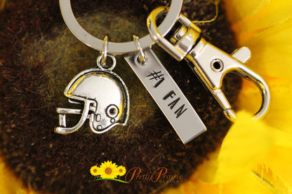 Football Helmet Tag Keychain, Personalized, Dad Gift, Hand Stamped, Football Coach Gift, Football Fan, Father's Day Present, Gym Bag Tag