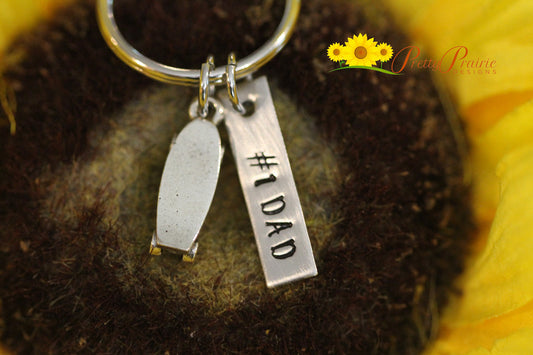 Skateboarder Tag Keychain, #1 Dad, Father's Day, Personalized Skateboarder Gift, Skate Gift, Skater Dad, Love to Skateboard, Boyfriend Gift