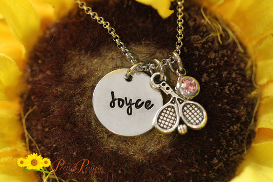 Tennis Racket Necklace, Tennis Mom or Dad Gift, Tennis Coach Present, Personalized Gift, Tennis Keychain, Tennis Player Gift, Sport Jewelry