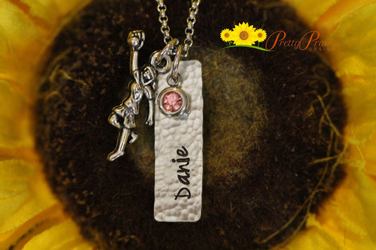 Softball Pendant Necklace, Softball Keychain, Personalized Softball Jewelry, Softball Coach Gift, Softball Player, Hand Stamped, Mom Gift