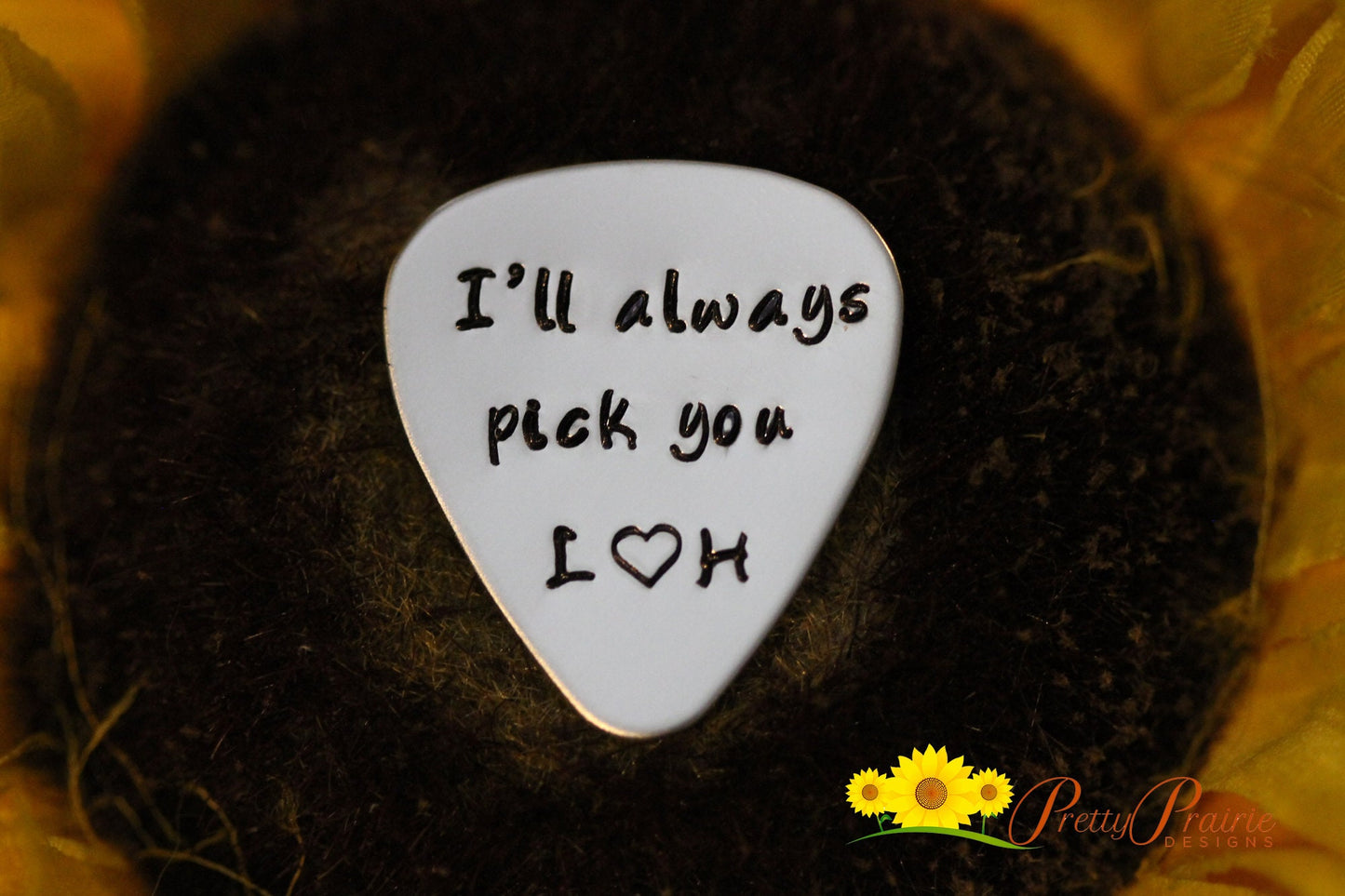 I'll Always Pick You Initial Guitar Pick, Gift for Musician, Promise Gift, Guitar Lover Gift, Anniversary, Boyfriend Gift, Hand Stamped Pick