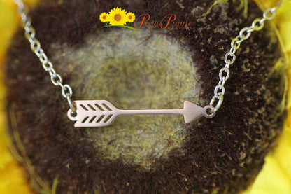 Arrow Necklace, Silver Arrow Jewelry, Gold Arrow Necklace, Horizontal Arrow, Power Symbol, Protection Jewelry, Native American Jewelry