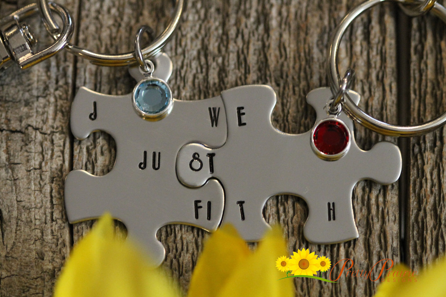 We Just Fit Puzzle Piece Keychain Set, Hand Stamped, Personalized, Best Friend, Couples Gift, Anniversary, His and Her Gift, Valentine Gift