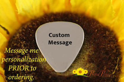 Custom Message Guitar Pick, Personalized Message, Hand Stamped Gift, Metal Pick, Music Lover Gift, Musician Present, Guitar Accessory