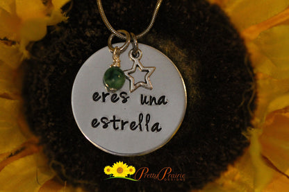 Eres Una Estrella Star Necklace, You Are a Star, Spanish Teacher, Actor, Valedictorian, Quinceanera Gift, Stamped, Inspirational Jewelry