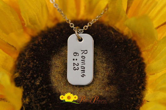 Bible Verse Dog Tag Necklace, Religious Jewelry, Godfather Gift, First Communion Gift, Confirmation, Biblical Pendant, Scripture Jewelry