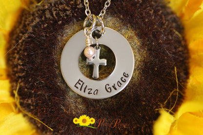 First Communion Necklace, Cross Charm, Cross Jewelry, Spiritual Jewelry, Godmother Gift, Confirmation, Baptism Gift, Teacher Gift