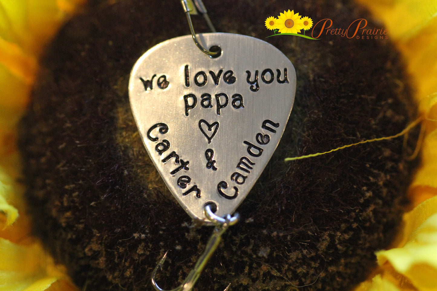 We Love You Papa Lure, Custom Fish Hook, Personalized Lure for Grandpa, Birthday for Grandfather, Sports Gift, Fisherman, Hand Stamped Lure