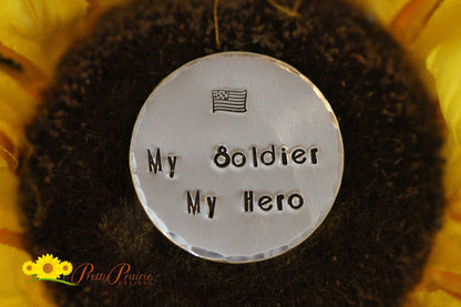 My Soldier My Hero Token, Hand Stamped Deployment Token, Military Wife Coin, Military Child Gift, Pocket Medallion, Come Home, Graduation