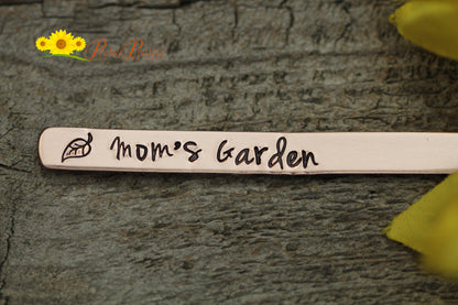 Mom's Garden Plant Stake, Plant Marker, Hand Stamped, Garden Decoration, Gardener's Gift, Mother's Day, Copper, Brass, Aluminum