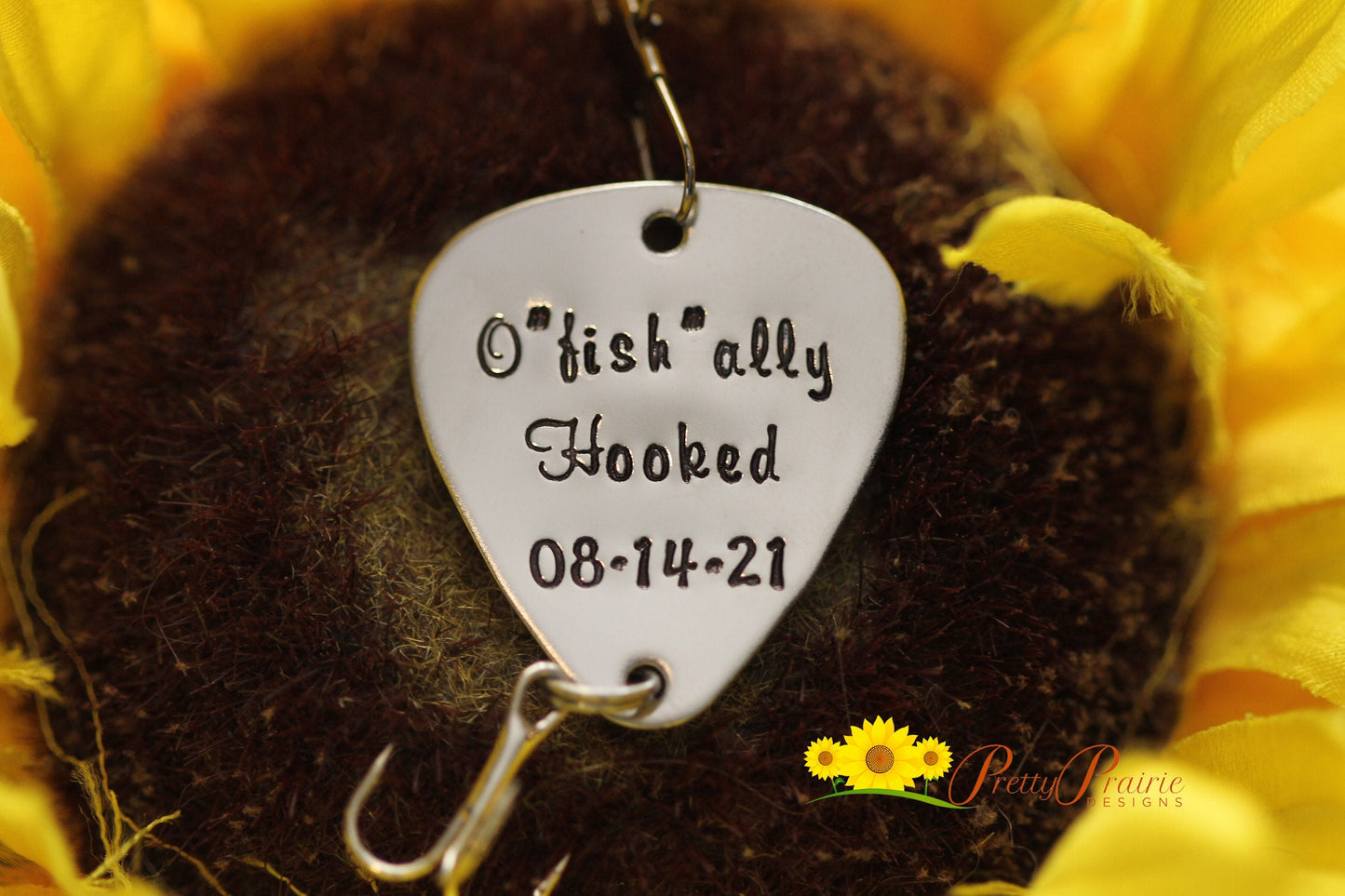 O"fish"ally Hooked Fishing Lure, Fishing Gift, Wedding Gift, Hand Stamped Fishing Hook, Anniversary Gift, Wedding Favor, Metal Lure