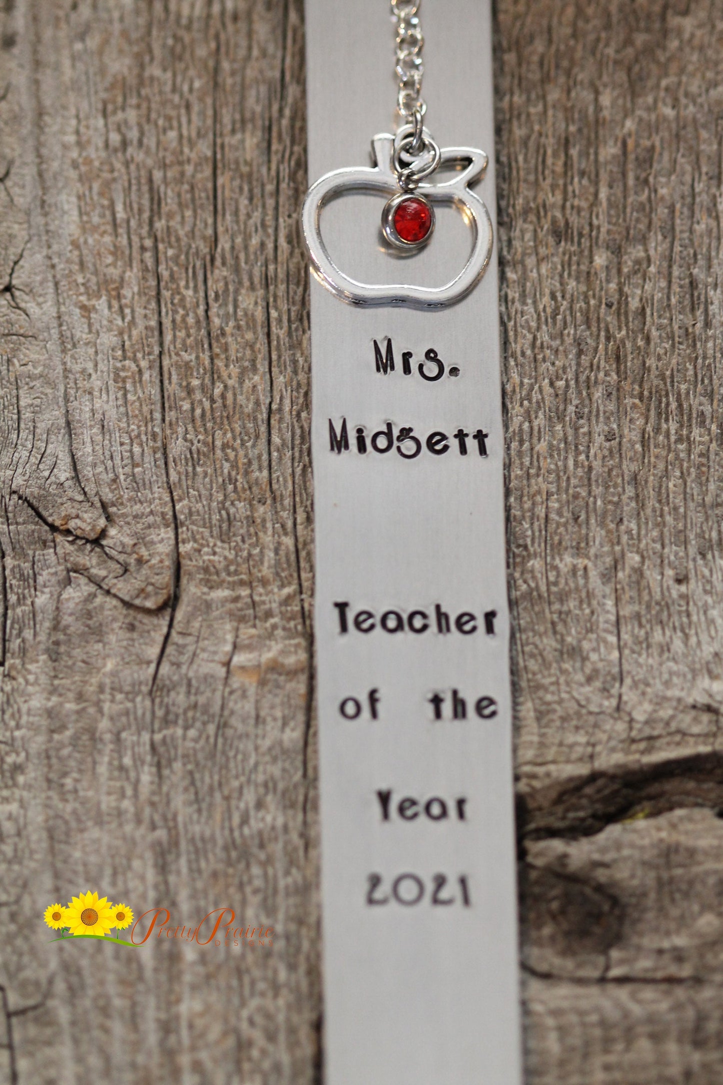 Teacher of the Year Bookmark, Hand Stamped Bookmark, Dated Bookmark, Book Lover Gift, Teacher Bookmark, Best Teacher Gift, Metal Bookmark