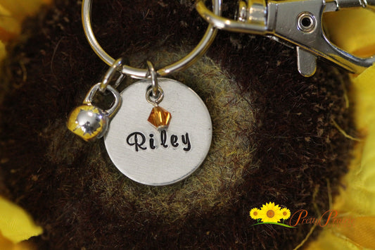 Personalized Kettlebell Keychain, Weight Lifting Gift, Fitness Gift, Love to Workout, Fitness Instructor Gift, Hand Stamped Keychain