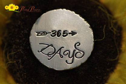 Days of Sobriety Coin, Sobriety Chip, Hand Stamped Token, Anniversary Medallion, Sober Living Gift, Recovery Gift, Addiction Recovery, AA NA