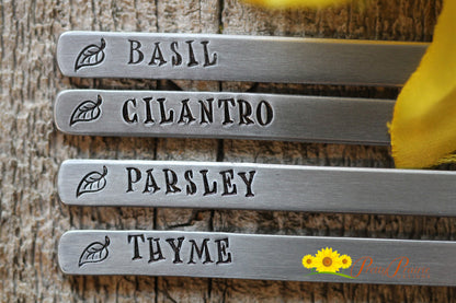 Herb Stakes, Plant Markers, Vegetable Labels, Hand Stamped Garden Stakes, Garden Decorations, Gardener's Gift, Copper, Brass, Aluminum