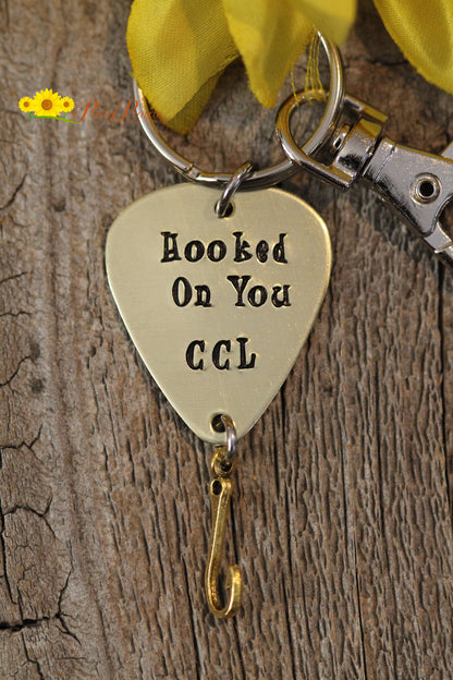 Hooked on You Keychain, Personalized Fishing Gift, Valentine Gift, Hand Stamped, Initial Keychain, Fishing Keychain, Custom Fishing Keychain