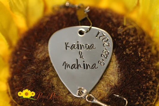 Personalized Fishing Lure, Dated Fish Hook, Gift for Fisherman, Hand Stamped, Anniversary, Wedding Gift, Father's Day Lure, Kids' Names Lure