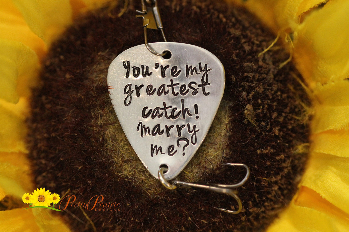 Greatest Catch Marry Me Lure, Proposal from Fisherman, Custom Fish Hook, Hand Stamped Lure, Metal Lure, Marry Me Keychain, Way to Propose