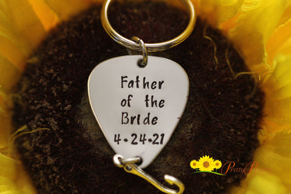 Father of the Bride Keychain, Father of the Groom Keychain, Step Father Keychain, Wedding Gift for Dad, Hand Stamped, Fishing Lure Keychain