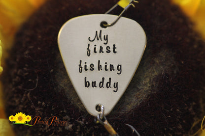 My First Fishing Buddy Lure, New Dad Gift, Baby Reveal, Custom Fishing Lure, Hand Stamped, Grandpa Gift, Father's Day Gift, Fishing Keychain