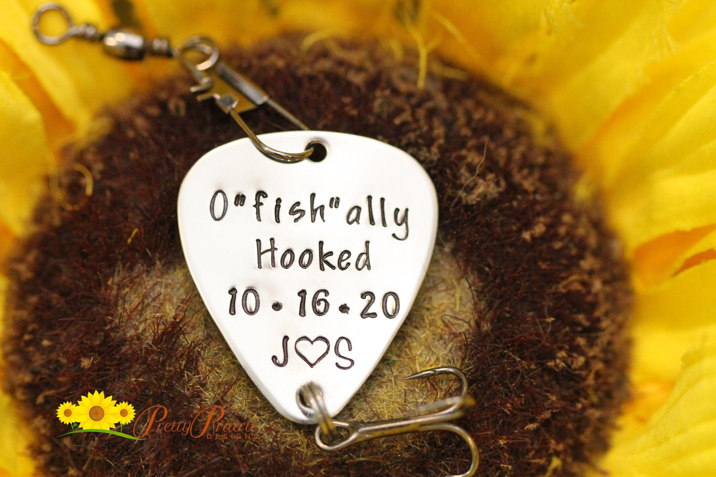 O"fish"ally Hooked Fishing Lure, Fishing Gift, Wedding Gift, Hand Stamped Fishing Hook, Anniversary Gift, Wedding Favor, Metal Lure