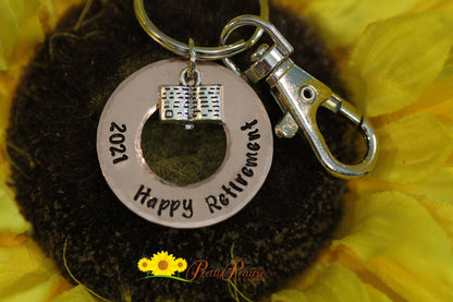 Librarian Retirement Keychain, Librarian Gift, Hand Stamped, Washer Keychain, End of School Year Gift, Favorite Librarian Gift, Reader Gift