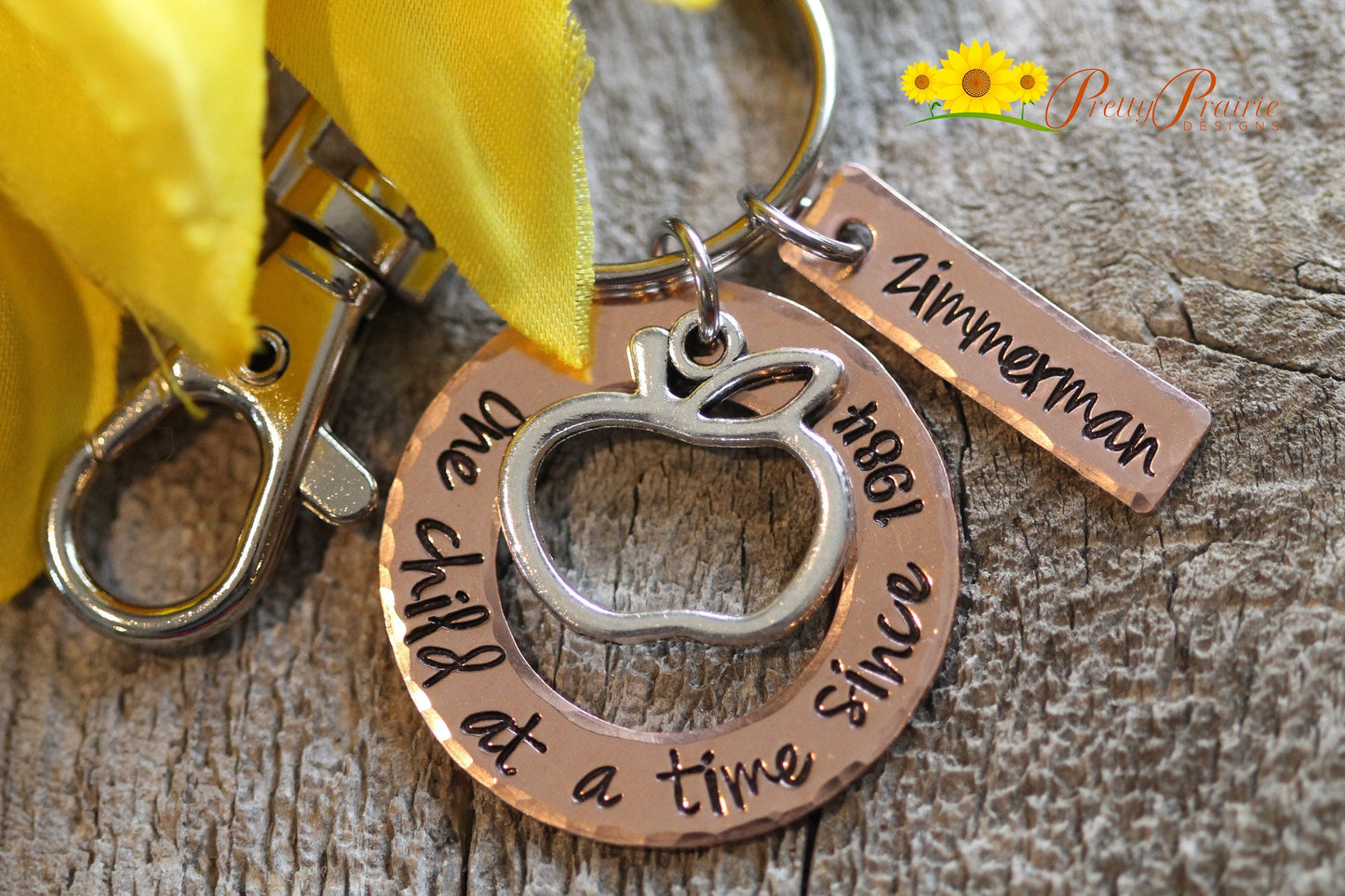 One Child at a Time Teacher Keychain, Personalized Keychain, Hand Stamped Gift, End of the Year, Teacher Retirement, Favorite Teacher Gift