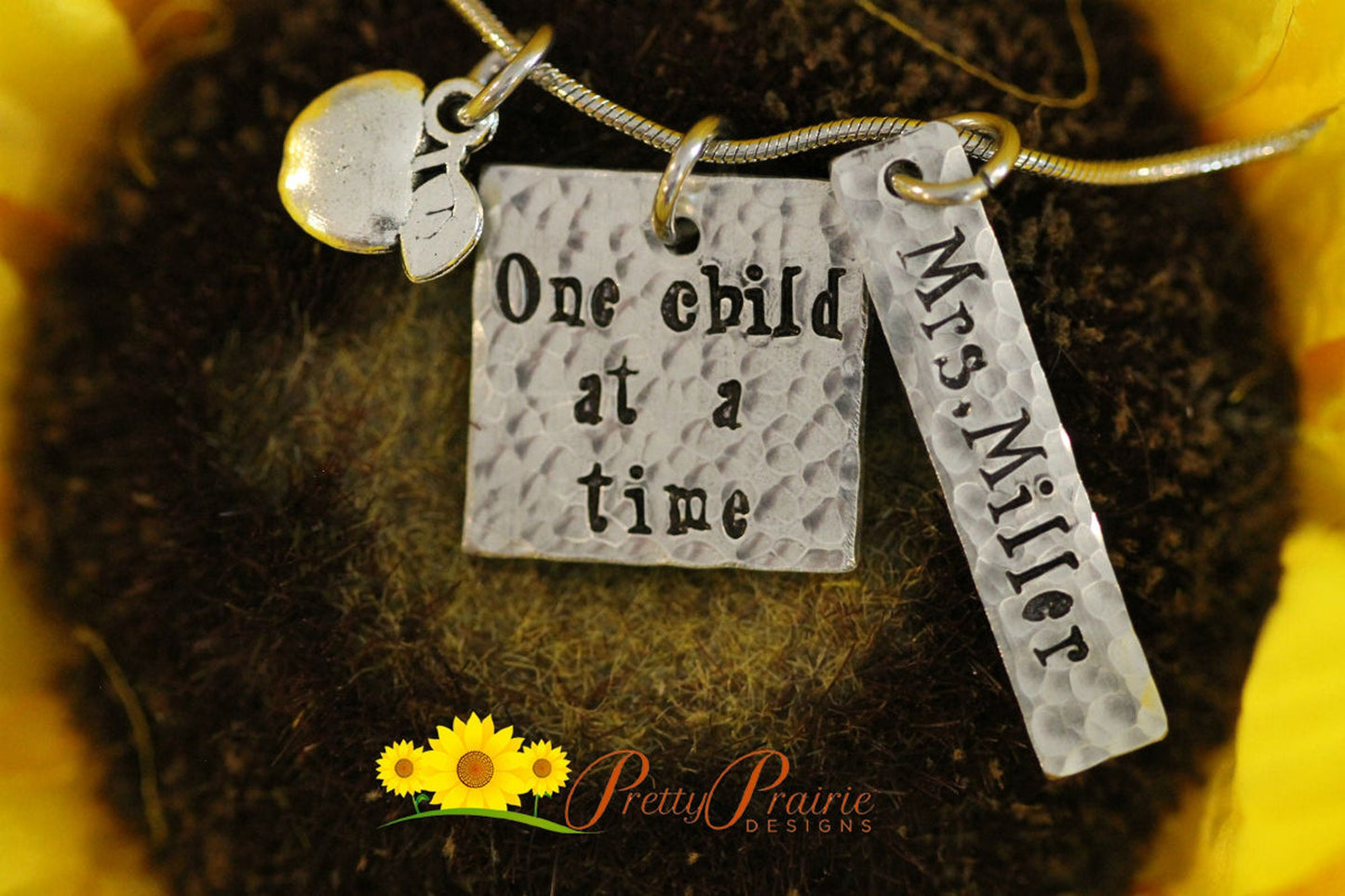 One Child at a Time Teacher Necklace, Personalized, Hand Stamped, Student Teacher, Teacher Retirement, First Day of School, Teacher Keychain