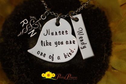 One of a Kind Nurse Necklace, Hand Stamped, Nurse Gift, Thank You Nurse Gift, Nurse Graduate, Nurse Keychain, Personalized, Nurse Retirement