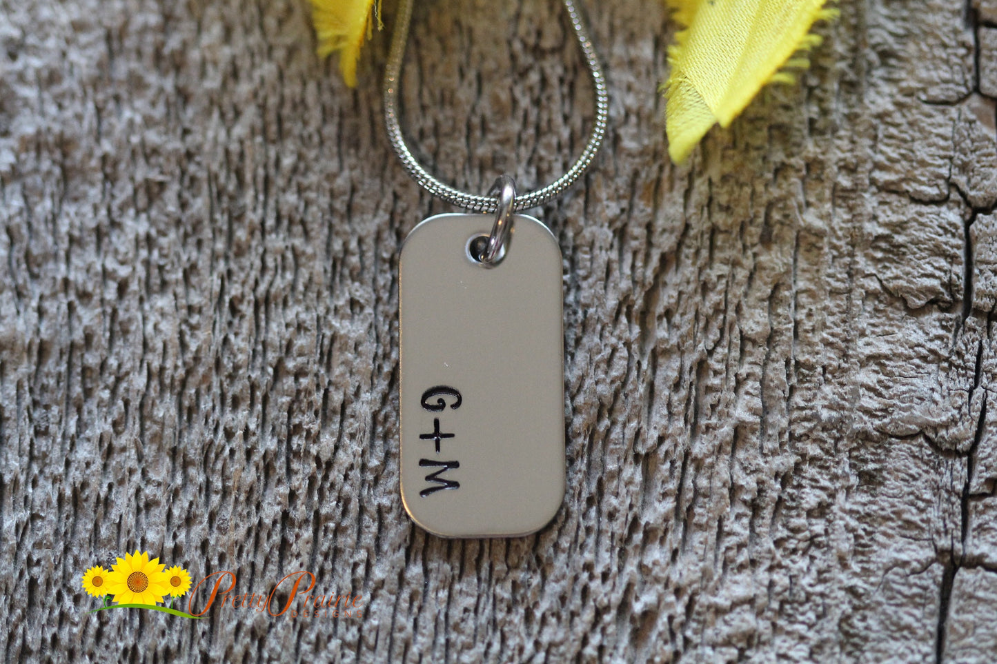 Mini Dog Tag Corner Initial Necklace, Personalized, Stainless, Promise Necklace, Boyfriend or Girlfriend Gift, Valentine Gift, Engagement