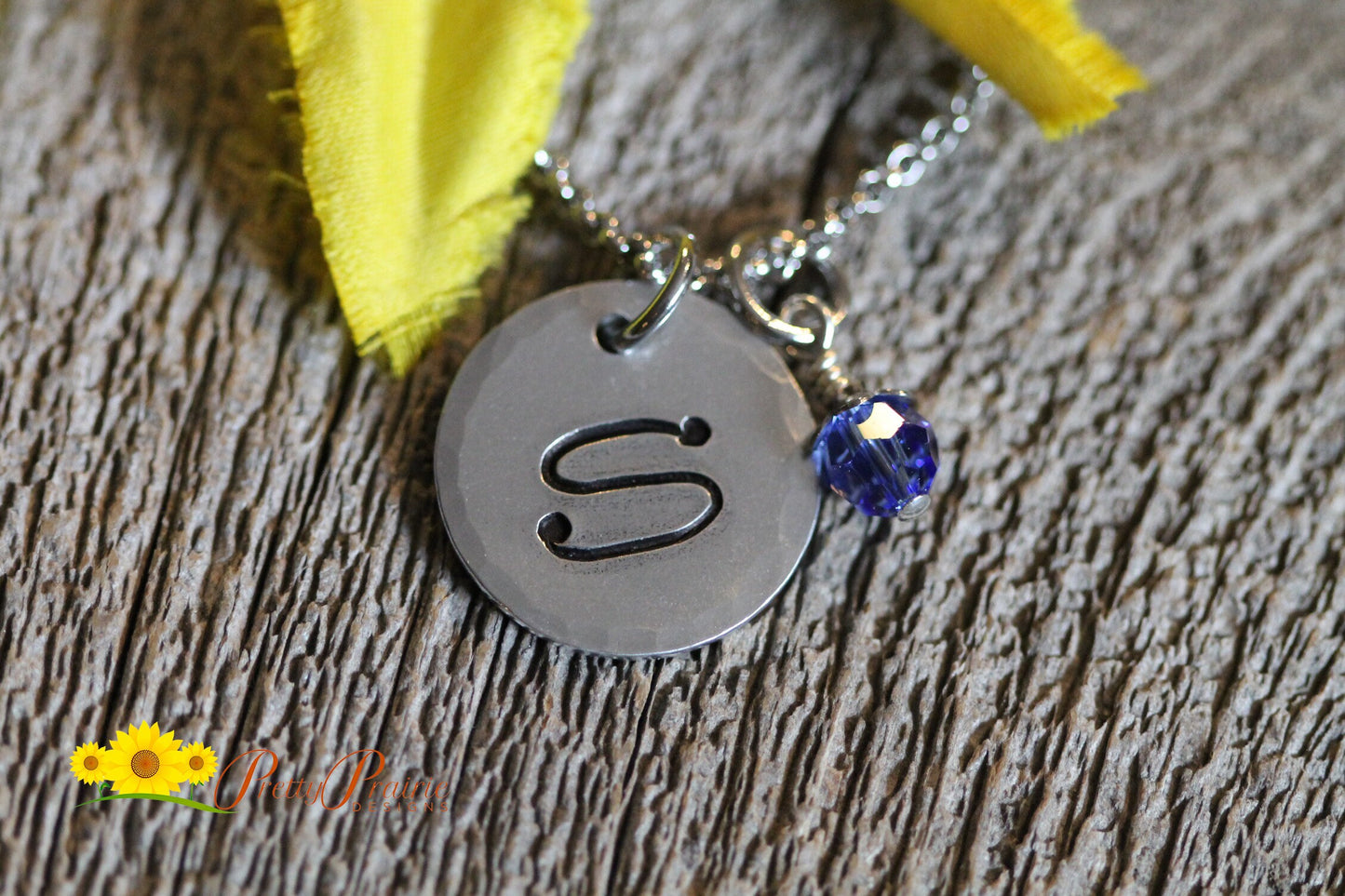 Round Initial Necklace, Personalized, Large Birthstone, Birthday, New Mom Gift, Girlfriend, Wife, Daughter Gift