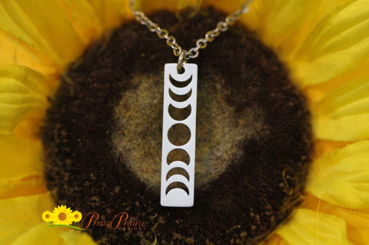 Moon Phase Necklace, Silver Moon Necklace, Moon Pendant, Nature Lover Jewelry, Feminine Energy, Reincarnation Jewelry, Celestial Jewelry