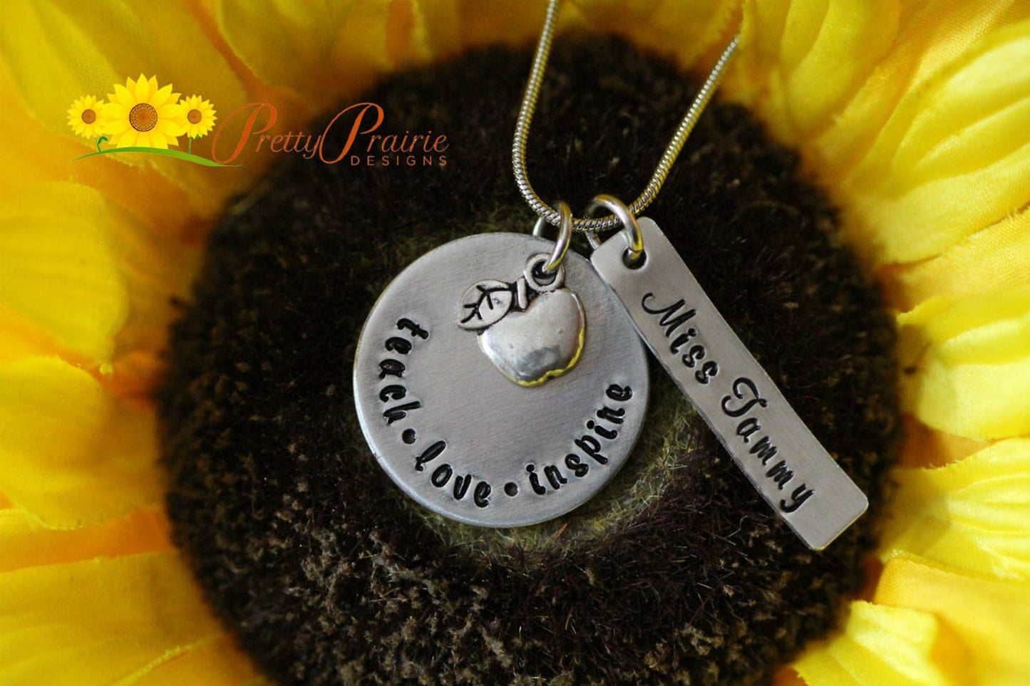 Teach Love Inspire Teacher Necklace, Teacher Birthday, Personalized, Teacher Retirement, Back to School, Hand Stamped, Teacher Keychain