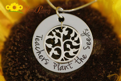 Teachers Plant the Seeds Necklace, Personalized Teacher Gift, New Teacher, Hand Stamped, Teacher Jewelry, Favorite Teacher, Retirement Gift