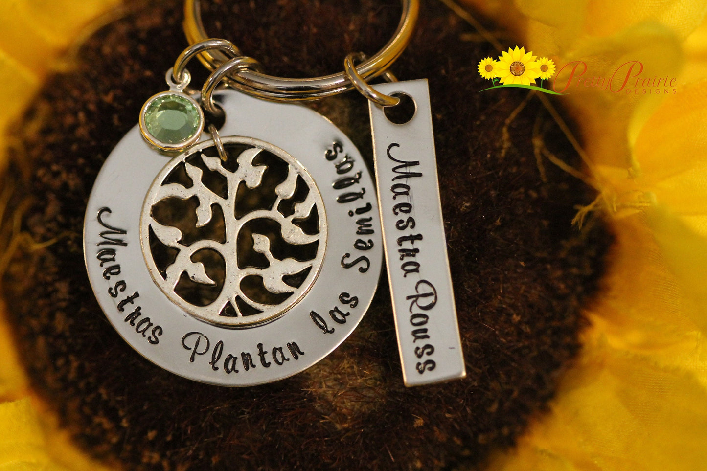 Teachers Plant the Seeds Keychain, Personalized, Student Teacher Gift, Hand Stamped, Maestras Plantan las Semillas, ESL Teacher Gift