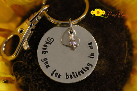 Thank You Teacher Keychain, Teacher Appreciation, Teacher Gift, Elementary Teacher, Preschool Teacher, End of Year Gift, Hand Stamped, Metal
