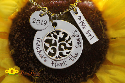 Teachers Plant the Seeds Necklace, Personalized Teacher Gift, New Teacher, Hand Stamped, Teacher Jewelry, Favorite Teacher, Retirement Gift