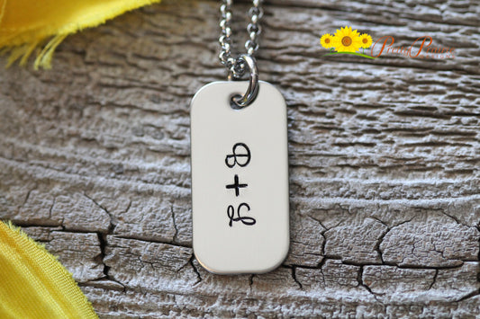 Mini Dog Tag Promise Necklace, Dog Tag Jewelry, Hand Stamped, Simple Jewelry, Minimalist Jewelry, Jewelry for Him or Her