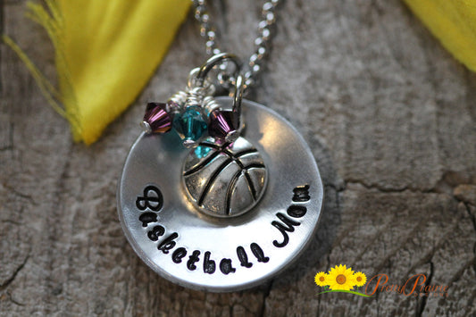 Basketball Mom Necklace, Coach Gift, Team Mom or Dad Gift, Hand Stamped Jewelry, Basketball Keychain, Sports Jewelry, Mother's Day Gift