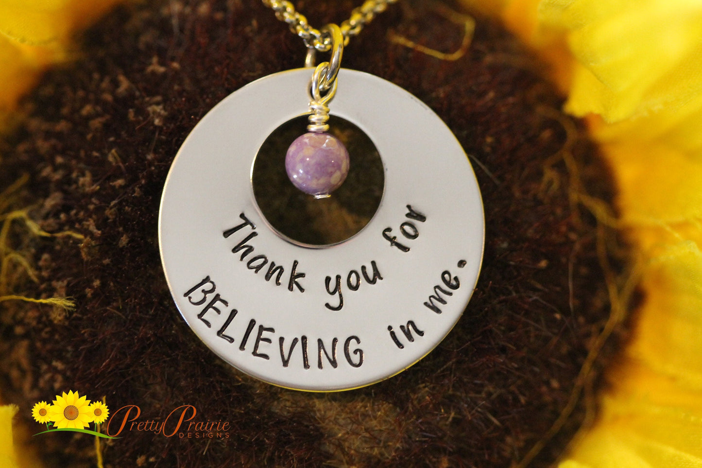 Thank you for Believing in Me  Washer Necklace, Birthstone, Teacher, BFF, Spouse Gift, Grandmother Necklace, Support and Appreciation Gift