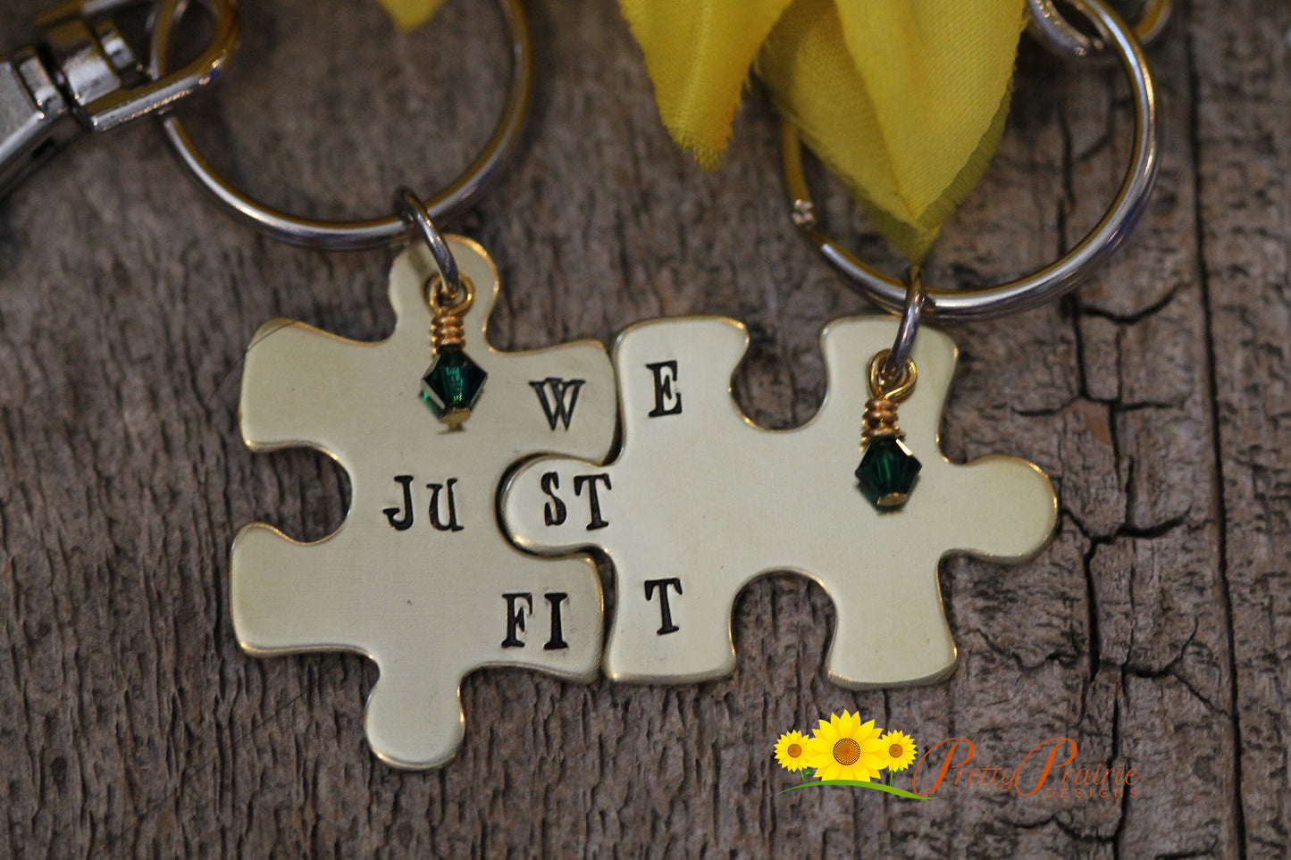 We Just Fit Puzzle Piece Keychain Set, Hand Stamped, Personalized, Best Friend, Couples Gift, Anniversary, His and Her Gift, Valentine Gift