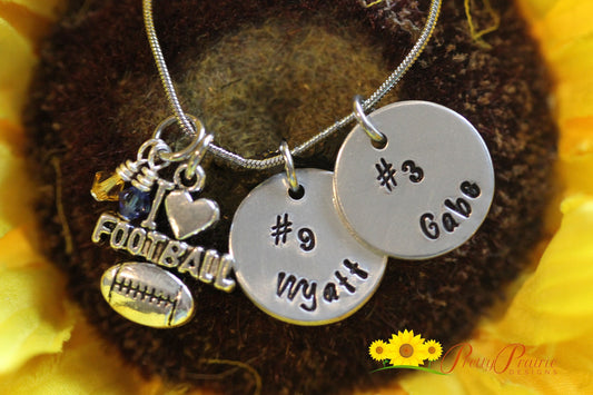 Football Multiple Disc Necklace, Personalized Football Jewelry, Pop Warner Football, Football Mom, I Love Football Jewelry, Sports Jewelry