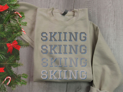 Skiing Sweatshirt, Snow Skiing Shirt, Christmas Gift for Skier, Skier Sweatshirt, Love to Ski Gift, Winter Sweatshirt, Downhill Skier Gift