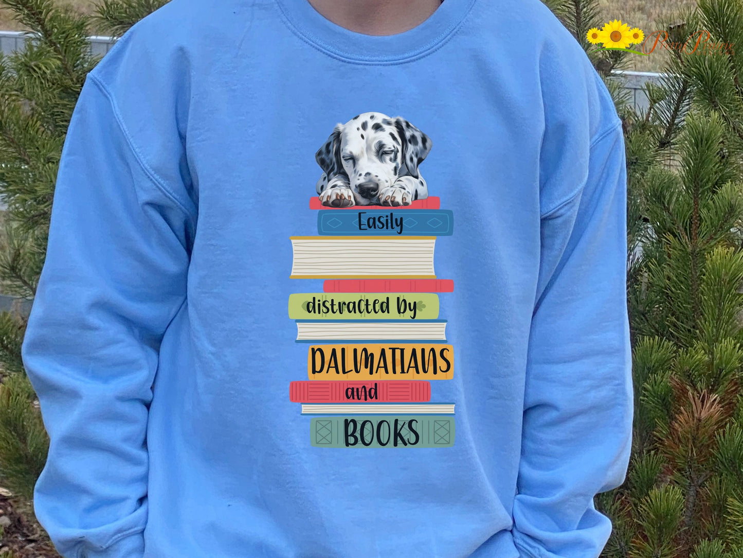 Dalmatians and Books Sweatshirt, Easily Distracted Sweater, Dog Lover Shirt, Librarian Gift, Dalmatian Shirt, Dog Mom, Gift For Book Lover