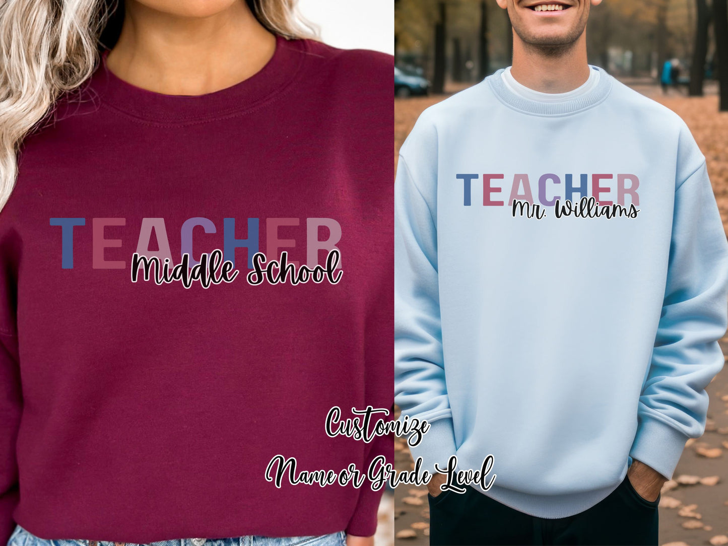 Personalized Teacher Sweatshirt, Custom Grade Level Sweatshirt, Unisex Teacher Shirt, High School Teacher Gift, Elementary Teacher Shirt