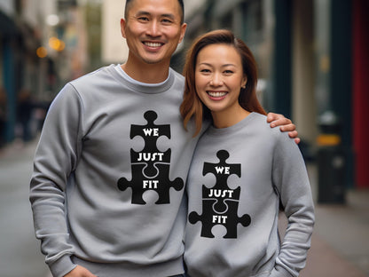 Puzzle Sweatshirts, We Just Fit Sweatshirts, Couple Sweatshirts, Anniversary Gift, Puzzlers Gift, Puzzle Club Shirts, BFF Sweatshirts