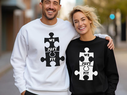 Puzzle Sweatshirts, We Just Fit Sweatshirts, Couple Sweatshirts, Anniversary Gift, Puzzlers Gift, Puzzle Club Shirts, BFF Sweatshirts