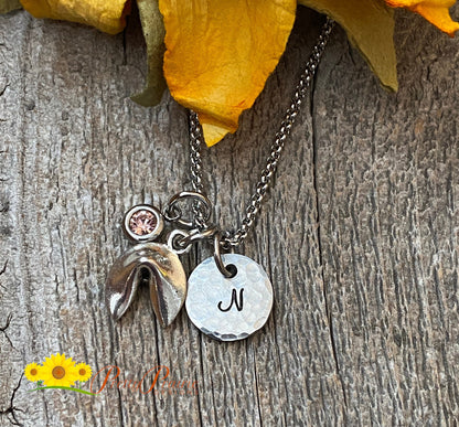 Fortune Cookie Necklace, Good Luck Jewelry, Personalized Fortune Cookie Jewelry, Graduation Gift, Bridesmaid Gift, Silver Fortune Cookie