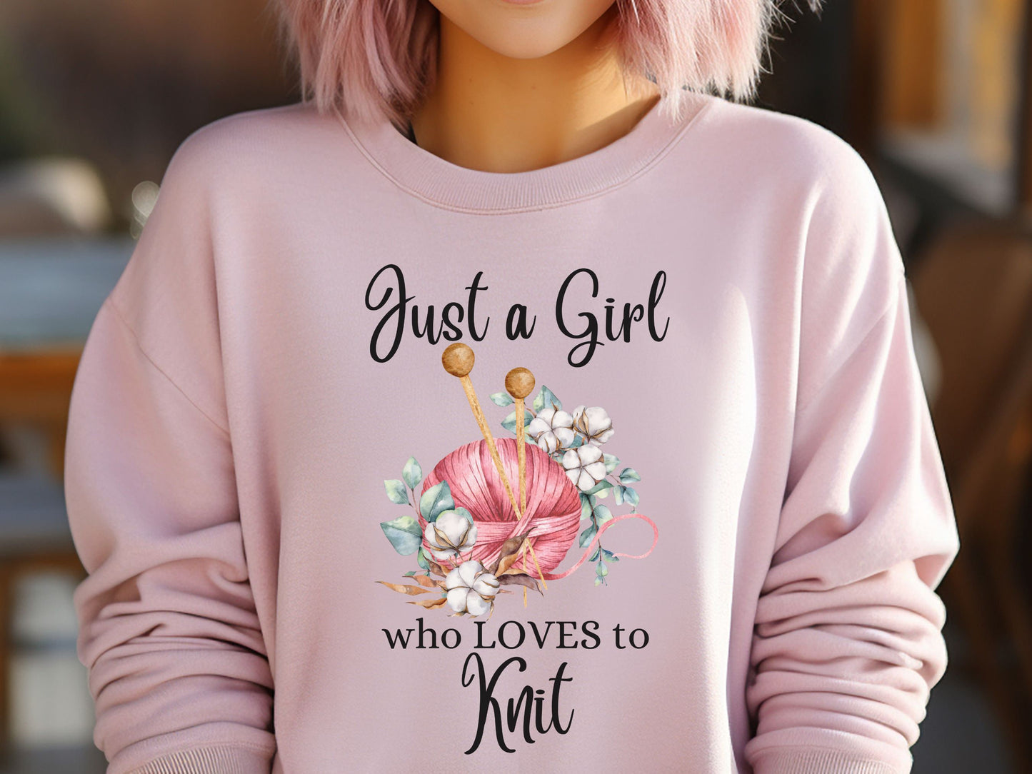 Knitting Sweatshirt, Girl Who Loves to Knit Sweatshirt, Knitting Shirt, Sweatshirt for Knitting Circle, Knitting Group Shirt, Knitting Lover